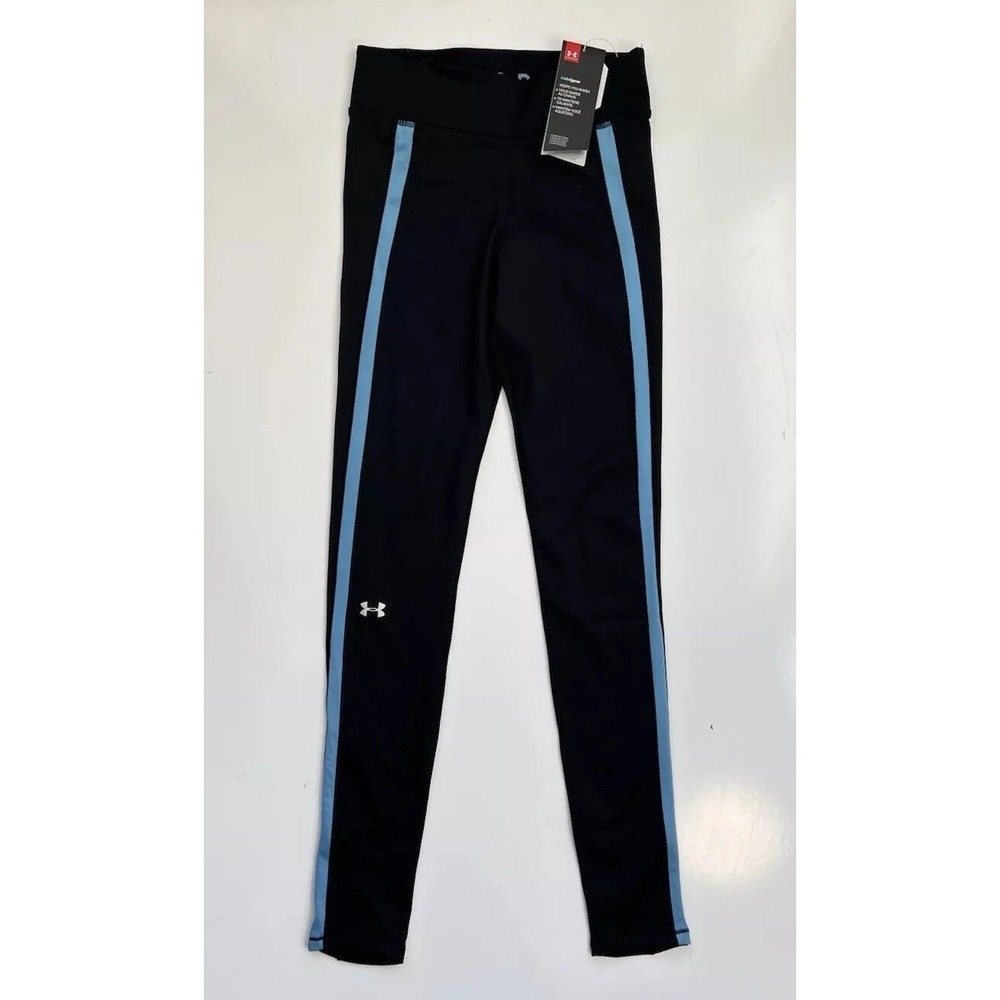 NWT Under Armour Leggings UA Cozy Graphic Black & Blue‎ 1349737 Women XS